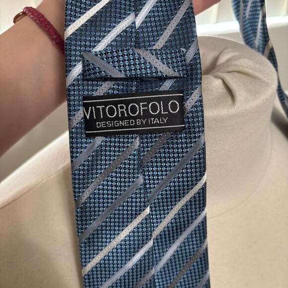 Vitorofolo Blue Striped Men's Neck Tie One Size - Picture 5 of 5